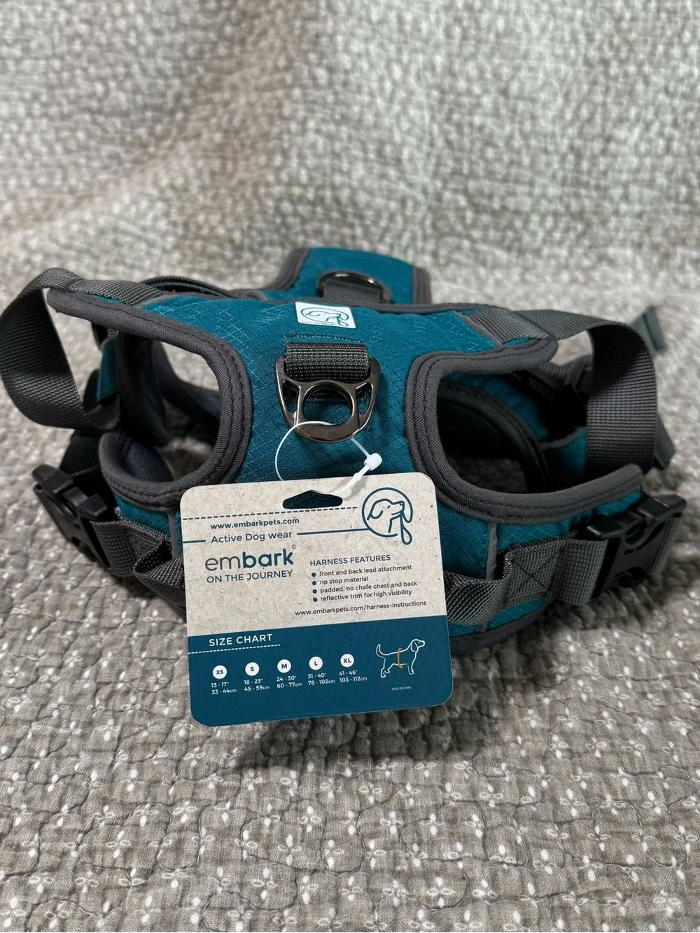 embark Teal & Gray Adventure Harness for Dogs - XL